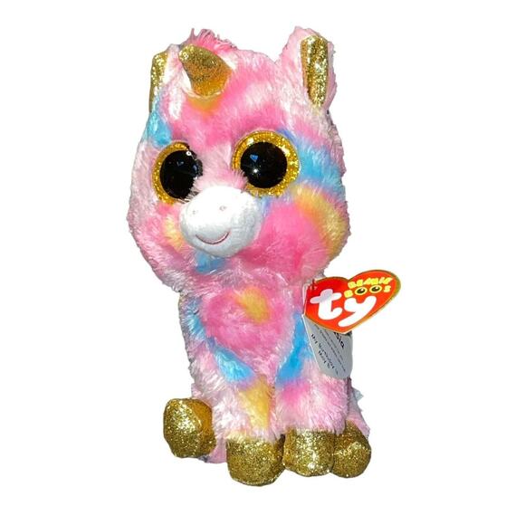 Ty Beanie Boos 7" Fantasia Unicorn Tie Dye Plush Stuffed Animal Collectible Gift - Picture 10 of 11